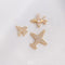 10pcs Small airplane CZ Paved Charm, Gold Plated Brass Earring Findings, shape cubic charm, airplane zirconia pendant