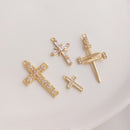 4pcs cross CZ Pave pin Charm, cross Pendant, Zircon cross Pendant, Jewelry Making, Material Craft Supplies, wholesale prices, Nickel free