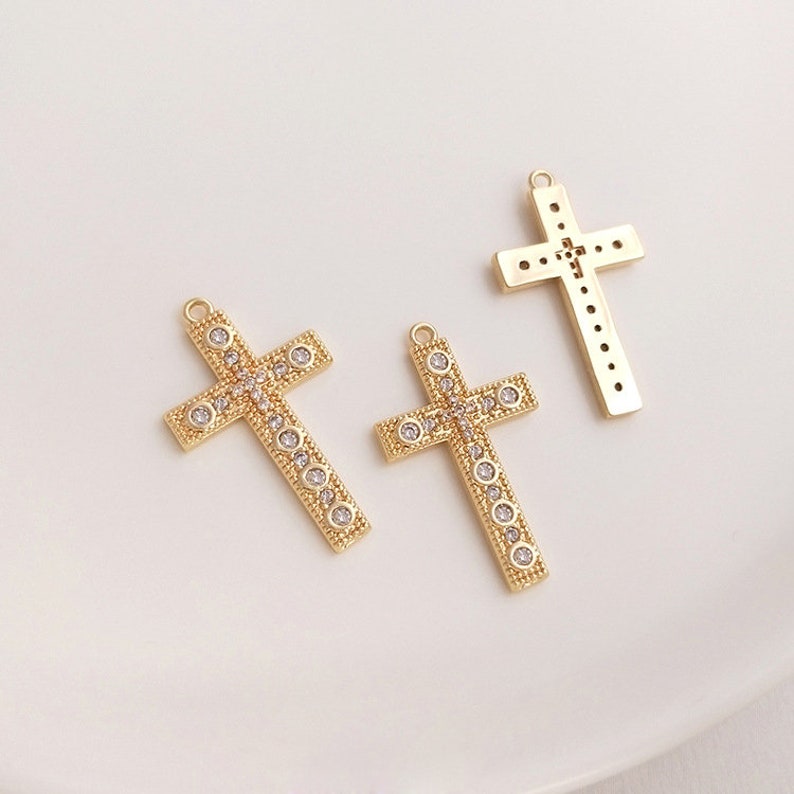 4pcs cross CZ Pave pin Charm, cross Pendant, Zircon cross Pendant, Jewelry Making, Material Craft Supplies, wholesale prices, Nickel free