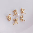 10pcs Cute cat, pearl needle CZ Pave pendant Charm, cat Zircon Jewelry Making, Nickel free