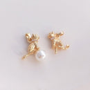 10pcs Cute cat, pearl needle CZ Pave pendant Charm, cat Zircon Jewelry Making, Nickel free