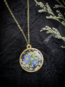 Pressed Flower Necklace, Forget Me Not Jewelry, Bridal Necklace, Necklaces for Women, Handmade Jewelry, Gold chain necklace, Grief Gift