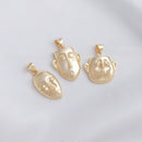 4pcs expression mask CZ Pave pendant Charm, expression mask Zircon Jewelry Making, Nickel free