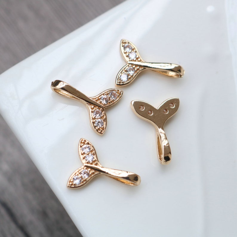 10pcs Mermaid Tail CZ Pave Charm , Zircon Pendant, Jewelry Making, DIY earrings necklace pendant Jewelry Making