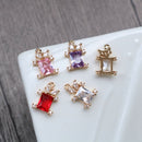 10pcs square Glass zircon Charm pendant, square Zircon Charm, CZ Pave Pendant Charm, earrings necklace pendant Jewelry Making