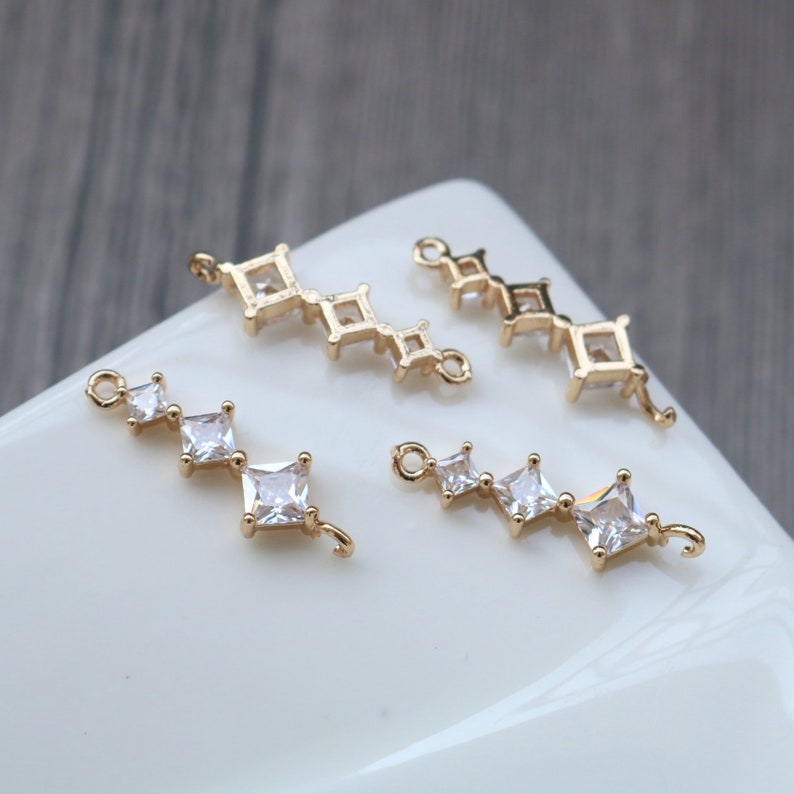 10pcs square CZ Pave Charm, , Zircon Connector, round zircon Charm Pendant, crystal Pave Charm, wholesale prices, High Quality