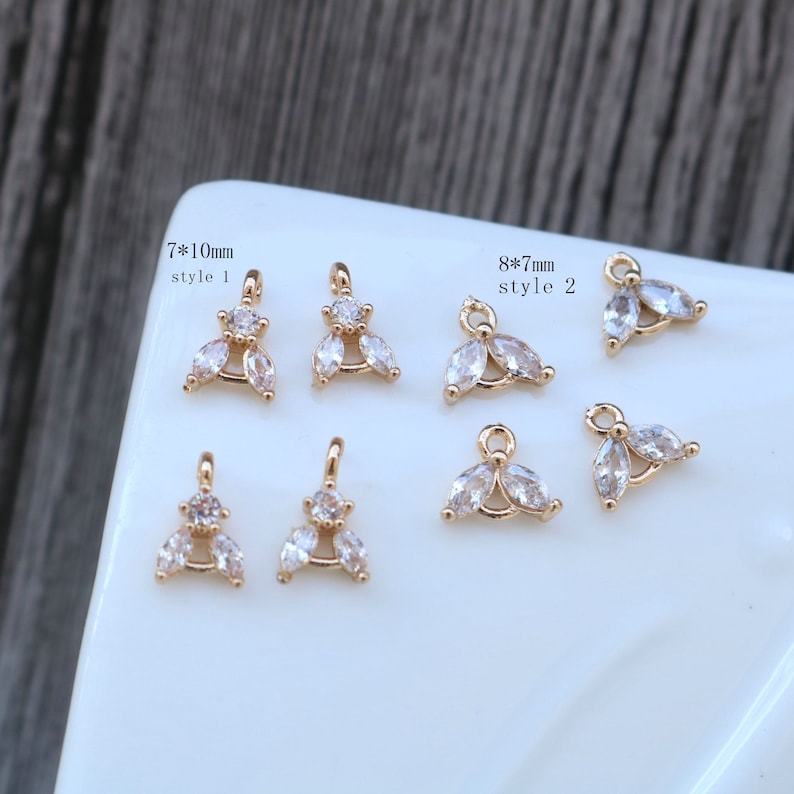 10pcs Leaves CZ Pave Charm, Zircon leaf Connector, Zircon Jewelry Making, Material Craft Supplies