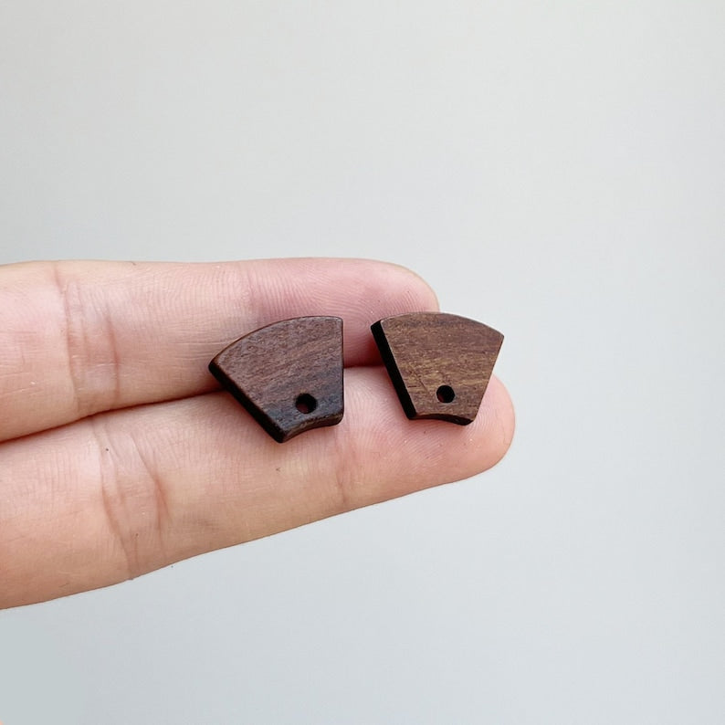 10pcs Fan-shaped Wood Earrings, Earrings Post, Trapezoid Wood Earrings Studs,Diy Jewelry Accessories Craft Supplies