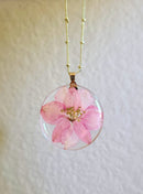 July birth flower necklace, Larkspur flower,Handmade Birth Month Real Flower Necklace,Personalized Handmade,Pressed Resin Pendant Jewelry