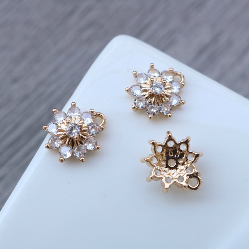 10pcs five-petaled flower, six-petaled flower CZ Pave Charm, Zircon Pendant, flower Charm, DIY Jewelry Making, Material Craft Supplies