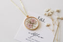 Queen Anne's Lace and Pink Pressed Wildflower Necklace | Resin Necklace | Dried Wildflowers | Handmade | Pendant | Real Flower