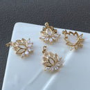 10pcs lotus cz pave Leaves pendant charm, brass gold plated lotus necklace pendant, pave charm