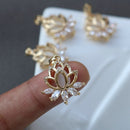 10pcs lotus cz pave Leaves pendant charm, brass gold plated lotus necklace pendant, pave charm