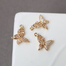 10pcs CZ Pave butterfly Charm Pendant, Zircon butterfly Connector, Jewelry Making, Material Craft Supplies