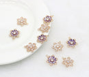 10pcs six petal flower CZ Pave Charm, 13mm zircon Charm Pendant, Diy Glass crystal Pave Charm, Jewelry Making Supplies