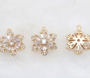 10pcs six petal flower CZ Pave Charm, 13mm zircon Charm Pendant, Diy Glass crystal Pave Charm, Jewelry Making Supplies