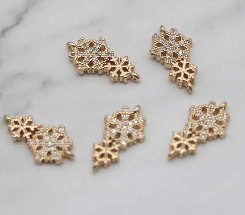 10pcs christmas CZ Pave Snowflake Charm, Zircon Pendant, Snowflake Charm, 16x9mm Jewelry Making, Material Craft Supplies