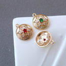 10pcs round, oval cz pave pendant charm, brass gold plated necklace pendant, pave charm