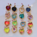 10pcs Heart discolored CZ Pave Charm Pendant, Zircon Heart Pendant, Jewelry Making, Material Craft Supplies