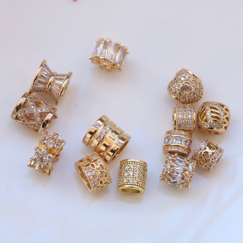 10pcs CZ Pave Hole Beads Pendant Charms, Zircon Base/ Pendant/ Charm/ Earring Link/ Hole Beads, Geometric Findings,Jewelry Supplies