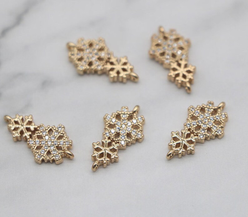 10pcs christmas CZ Pave Snowflake Charm, Zircon Pendant, Snowflake Charm, 16x9mm Jewelry Making, Material Craft Supplies