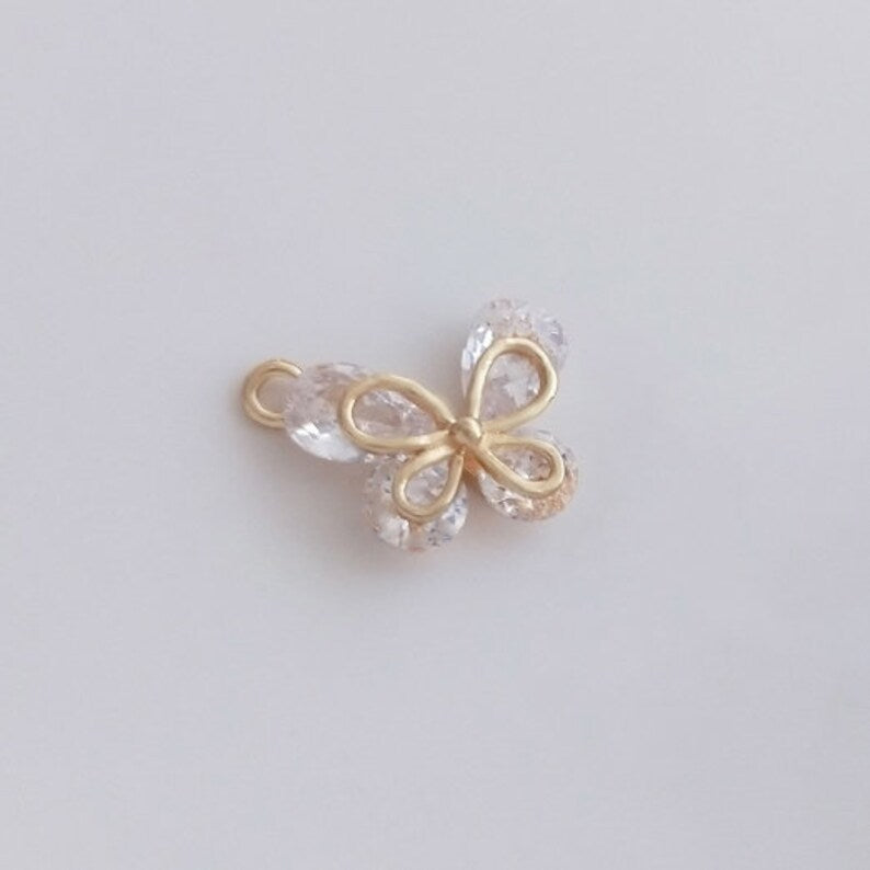 10pcs Butterfly CZ Pave Charm, zircon Charm Pendant, crystal Pave Charm, Jewelry Making Supplies