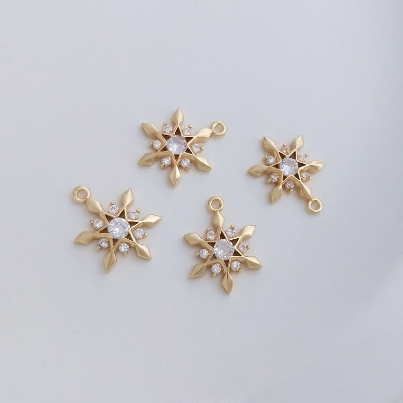 10pcs cz pave hexagram, snowflake charm pendant, 12mm dragonfly brass gold plated bracelet necklace pendant, pave charm