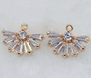 10pcs fan CZ Pave Charm, zircon Charm Pendant, Diy Glass crystal Pave Charm, Jewelry Making Supplies