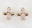 10pcs wings teardrop CZ Pave Charm, 9x9mm zircon Charm Pendant, Diy Glass crystal Pave Charm, Jewelry Making Supplies