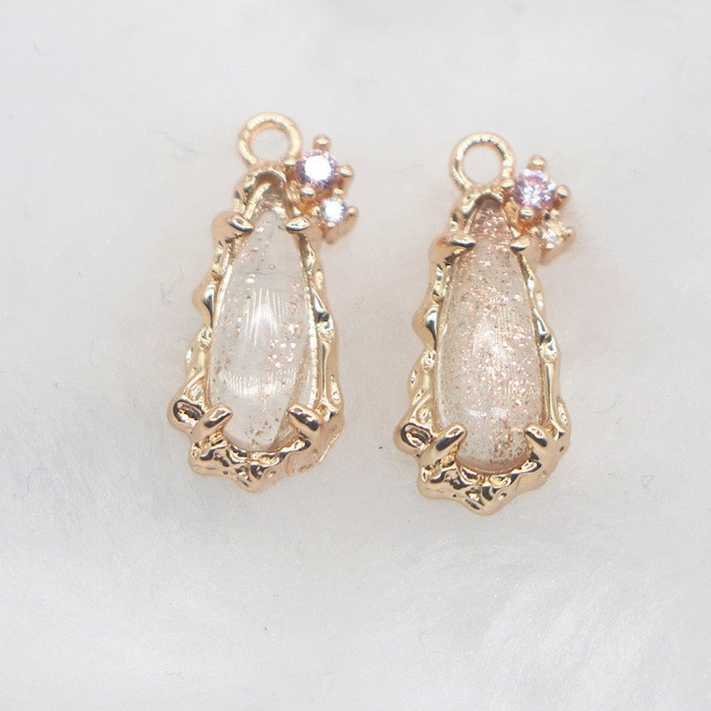 10pcs teardrop CZ Pave Charm, zircon Charm Pendant, crystal Pave Charm, Jewelry Making Supplies