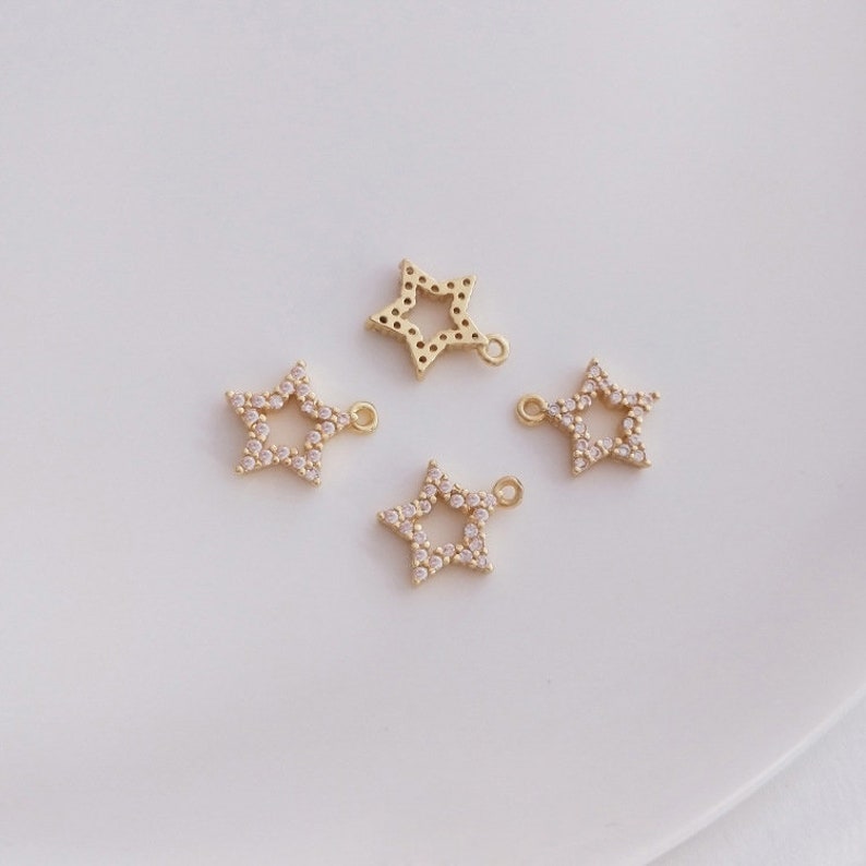 10pcs CZ Pave Charm, Pentagram, moon, heart, crown, dolphin zircon Charm Pendant, Glass crystal Pave Charm, Jewelry Making Supplies