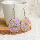 Dried flower handmade resin earrings, Pressed Flower Earrings,Purple Babybreath Dangle Drop Earrings,Bridesmaid Earring Gift