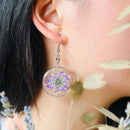 Dried flower handmade resin earrings, Pressed Flower Earrings,Purple Babybreath Dangle Drop Earrings,Bridesmaid Earring Gift