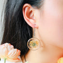 Summer Jewelry, Orange Babybreath Handmade Pressed Flower Resin Earrings,Dangle Drop Earrings, Real Dried Flower Earrings,Bridesmaid Gift