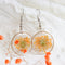 Summer Jewelry, Orange Babybreath Handmade Pressed Flower Resin Earrings,Dangle Drop Earrings, Real Dried Flower Earrings,Bridesmaid Gift