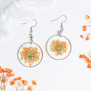 Summer Jewelry, Orange Babybreath Handmade Pressed Flower Resin Earrings,Dangle Drop Earrings, Real Dried Flower Earrings,Bridesmaid Gift