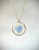 Forget-me-not flower necklace, resin jewel with Myosotis flowers