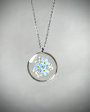 Forget-me-not flower necklace, resin jewel with Myosotis flowers