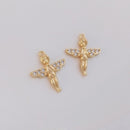 10pcs cz pave little angel charm pendant, 14.5x17.5mm brass gold plated bracelet necklace pendant, little angel pave charm