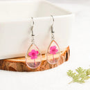 Handmade Flower Resin Earrings | Floral Pressed Flower Earrings in Hot Pink