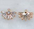 10pcs fan CZ Pave Charm, zircon Charm Pendant, Diy Glass crystal Pave Charm, Jewelry Making Supplies