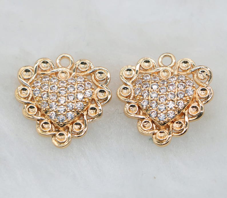 10pcs Round, Square, Heart CZ Pave Charm, zircon Charm Pendant, Diy Glass crystal Pave Charm, Jewelry Making Supplies