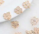 10pcs four leaf clover Heart CZ Pave Charm, four leaf clover zircon Charm Pendant, Diy Glass crystal Pave Charm, Jewelry Making Supplies