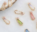 10pcs teardrop CZ Pave Charm, zircon Charm Pendant, crystal Pave Charm, Jewelry Making Supplies