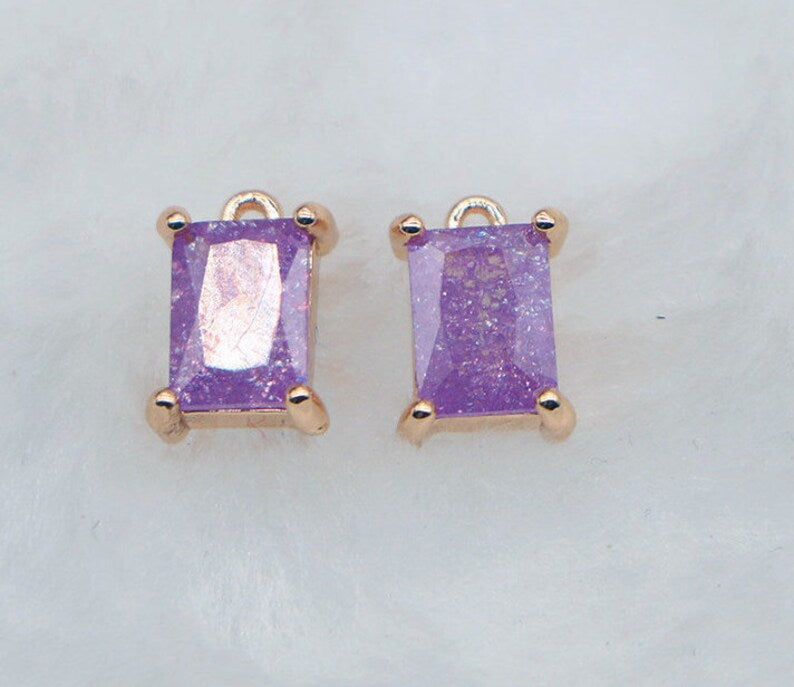 10pcs square CZ Pave Charm, zircon Charm Pendant, crystal Pave Charm, Jewelry Making Supplies