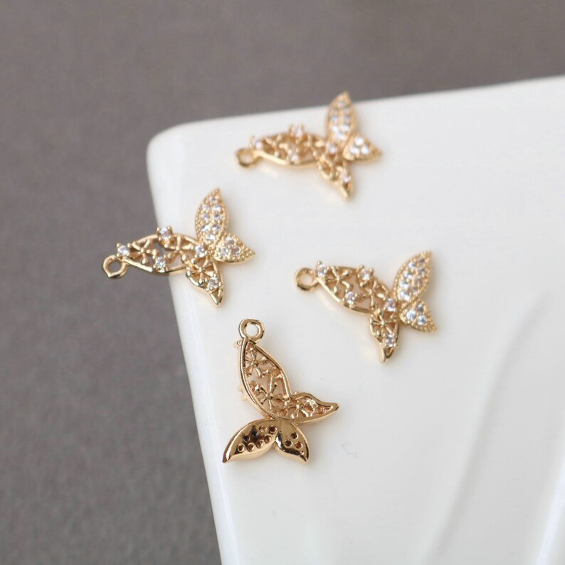 10pcs Butterfly CZ Pave Charm, 14x16.5mm zircon Charm Pendant, crystal Pave Charm, Jewelry Making Supplies