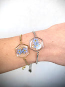 Bracelet with forget-me-not flowers, resin bracelet with flowers do not forget me not woman bracelet in resin with real flowers