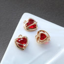 10pcs heart Glass Charm Pendant, 5mm CZ Pave Charm, heart Zircon ball Pendant, 15*22mm Jewelry Making, Material Craft Supplies