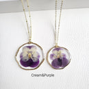 Pansy Necklace, Violet Necklace, Viola Necklace, Pressed Flower Necklace, Dried Flower Jewelry, Mothers Day Gift for Mom, Handmade Gifts