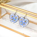 Heart Forget me not Handmade Resin Flower Earrings,Pressed Flower Dangle Drop Earrings,Real Dried Flower Bridesmaid Earrings,Gift for her